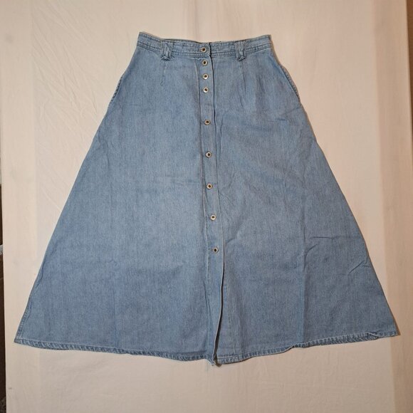 J.G HOOK Dresses & Skirts - JG HOOK Women’s A-line Denim Button Up Skirt Size 12 Pockets Classic‎ Cotton